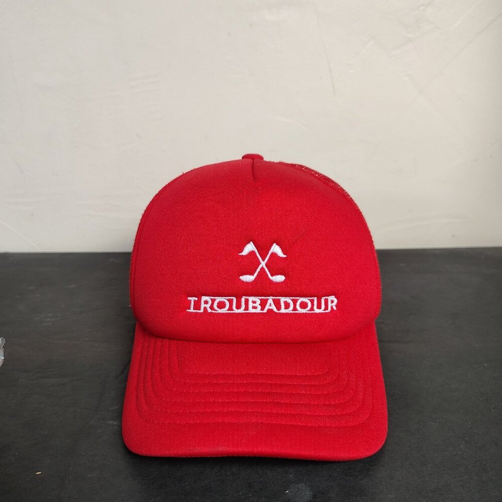 Troubadour Golf Club Hat‎ Cap Snap Back Trucker Mesh Red White Yupoong Classics